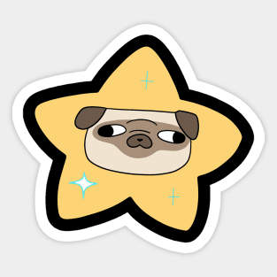 Pug Face on a Star Sticker